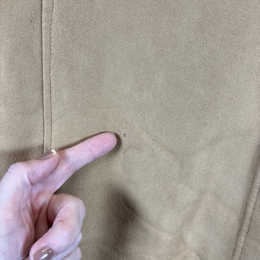 Talbots Faux Suede Fur Jacket S Rancher Coat Tan Barn Western Classic Cowgirl - Picture 11 of 16